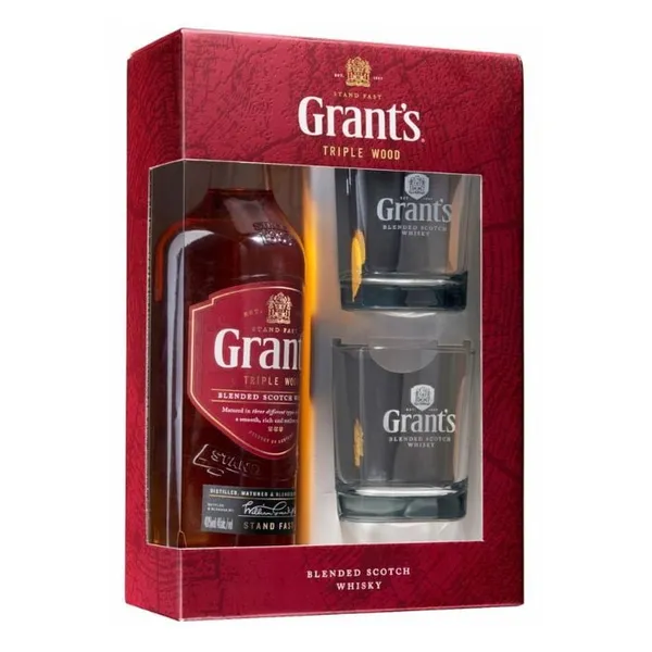 Viskijs Grant's Tripplewood 40%+2 glāzes
