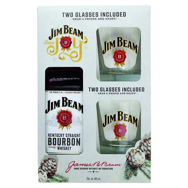 Viskijs Jim Beam White 40% + 2glāzes