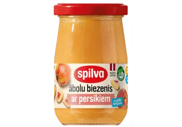 Ābolu biezenis ar persikiem un saldo krējumu 300g, Spilva