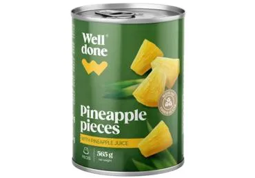 Ananasu gabaliņi sulā WELL DONE 565g