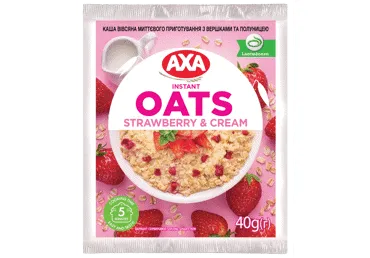 Ātri pagatavojamā auzu pārslu biezputra AXA krēms un zemenes 40g