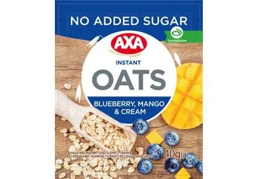 Ātri pagatavojama auzu pārslu putra AXA ar mellenēm, mango bez cukura 40g