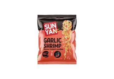 Ātri pagatavojamās nūdeles SUN YAN ķiploku garneļu garša, 65g
