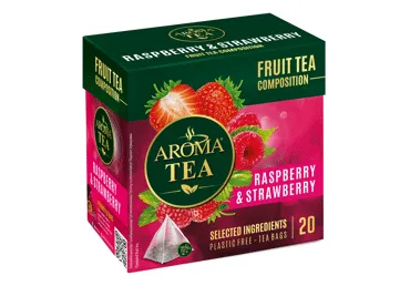 Augļu tēja AROMA TEA aveņu-zemeņu 20x2g