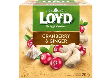 Augļu tēja LOYD dzērveņu-ingvera 20x2g