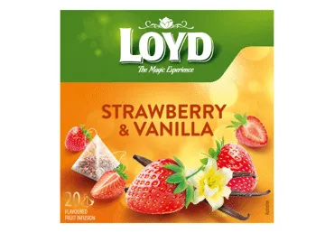 Augļu tēja LOYD Pyramids ar zemeņu un vaniļas garšu, 20x2 g