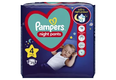 Autiņbiksītes biksītes PAMPERS nakts S4 9-15kg 25gb.
