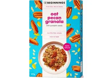 Auzu granola THE BEGINNINGS ar pekanriekstiem bez glutēna 200g