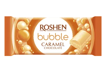 Baltā šokolāde ROSHEN Bubble ar karameli 80g