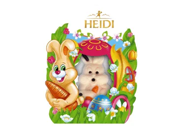 Baltās šokolādes zaķa figūra HEIDI 20g