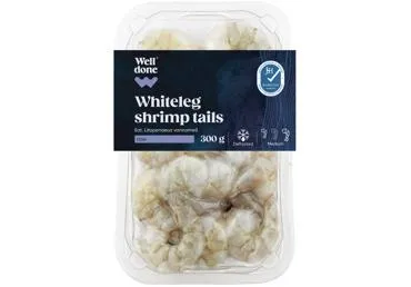 Baltkāju garneļu astes nevārītas atkausētas WELL DONE 300g