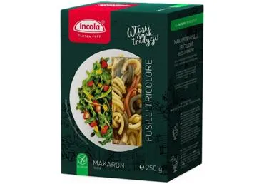 Bezglutēna trīskrāsu makaroni Fusilli INCOLA 250g