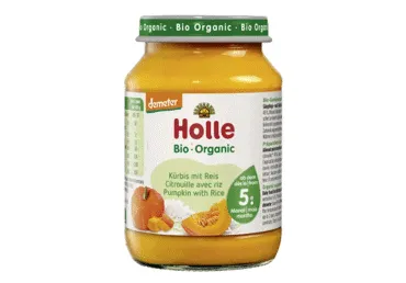 Biezenis HOLLE BIO ķirbis ar rīsiem 190g