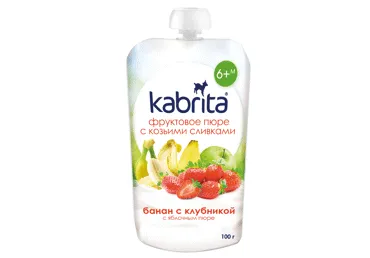 Biezenis KABRITA kazas piena-banānu-zemeņu-ābolu 6+ 100g