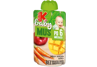 Biezenis KUBUŠ BABY burkānu-ābolu- mango 6+ 100g