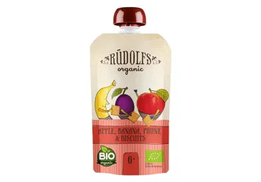 Biezenis RŪDOLFS ābols, banāns, žāvētas plūmes, cepumi 6+ 110g
