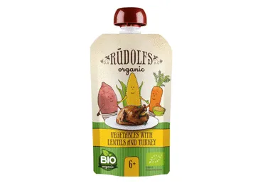 Biezenis RŪDOLFS BIO dārzeņi lēcas tītars 6+ 110g