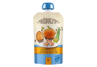 Biezenis RŪDOLFS BIO dārzeņiu kuskuss zivs 6+ 110g