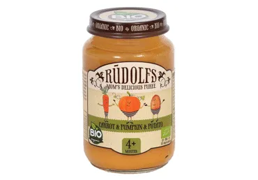 Biezenis RŪDOLFS BIO ķirbju-burkānu-kartupeļu 4+ 190g