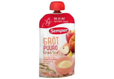 Biezenis SEMPER graudu-ābolu-persiku-banānu 6+ 120g