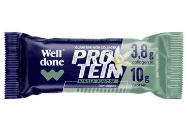 Biezpiena sieriņš WELL DONE vaniļas kolagēna glazūrā 40g