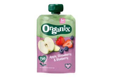 BIO Biezenis ORGANIX ābolu-zemenu-melleņu 6+100g