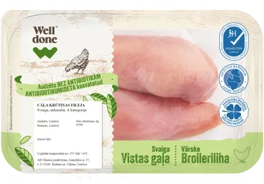 Cāļa krūtiņas fileja bez antibiotikām WELL DONE 500g
