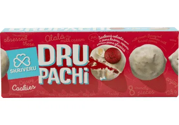 Cepumi Dru Pachi sarkanais velvets piena glazūrā SKRĪVERU 128g