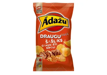 Čipsi Ādažu Draugu paka šašliks un grauzdēti sīpoli 180g