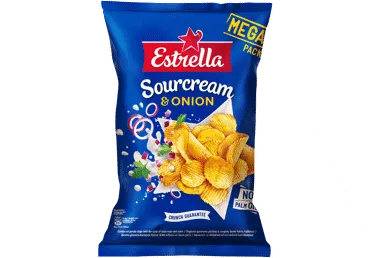 Čipsi ESTRELLA ar skābā krējuma un sīpolu garšu 250g
