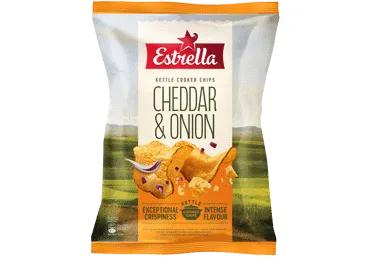 Čipsi ESTRELLA Kettle čederas sīpolu 120g