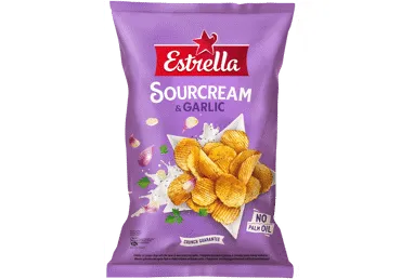 Čipsi ESTRELLA skābā krējuma ķiploku 350g