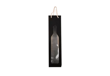 Dāvanu maisiņš pudelei melns 9x37x8,5cm