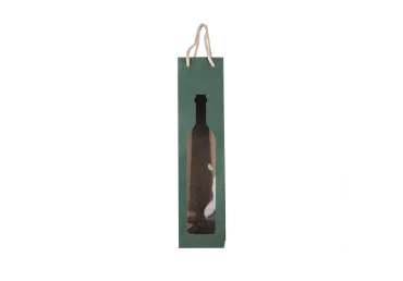 Dāvanu maisiņš pudelei zaļš 9x37x8,5cm