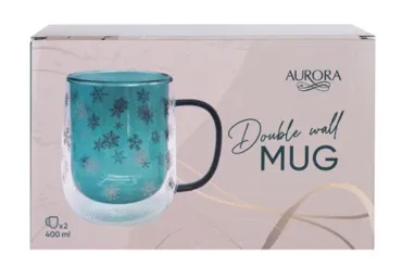 Dubltstikla krūzes AUROR Snow 2gab. 400ml