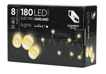 Elektriskā virtene 180LED balta ELEMENTS