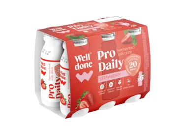 Fermentēts jogurta dzēriens 1,5% WELL DONE zemeņu 6x100g