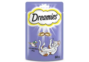 Gardums kaķiem DREAMIES ar pīles gaļu 60g