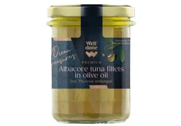 Garspuru tunzivs fileja olīveļļā WELL DONE PREMIUM 190g