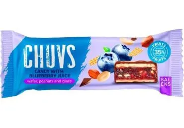 Glazēts vafeļu batoniņš CHUVS melleņu 30g