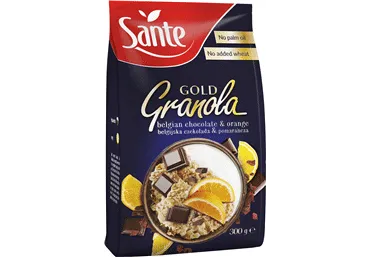 Granola SANTE Gold ar šokolādi un apelsīniem 300g