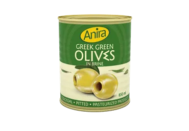 Zaļās olīvas ANIRA, bez kauliņiem, 820g/380g