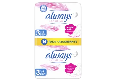 Higiēniskās paketes ALWAYS ULTRA SENSITIVE NIGHT 14gab.