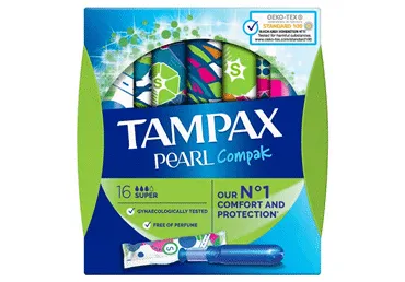Higiēniskie tamponi TAMPAX Compak Pearl Super 16gb.