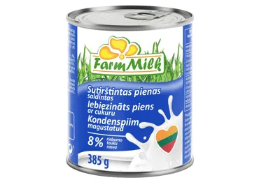 Iebiezinātais piens ar cukuru FARM MILK 385g