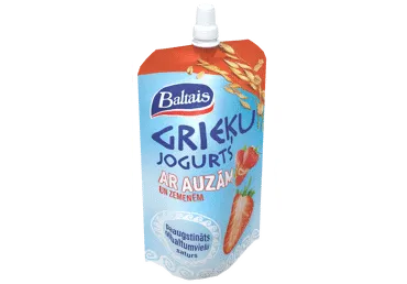 Baltais Grieķu jogurts ar auzām un zemenēm 180g