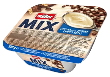 Jogurts Muller mix ar šokolādes bumbiņām 4.8% 130g