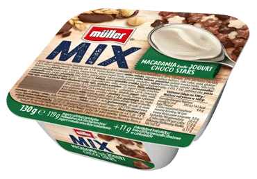 Jogurts MÜLLER MIX makadāmijas ar šokolādes zvaigznēm 4.6%, 130 g