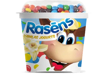 Jogurts RASĒNS vaniļas ar piena šokolādes konfektēm 110g