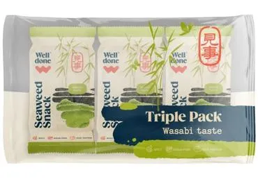 Jūras zāļu uzkoda WELL DONE Wasabi 3x4g